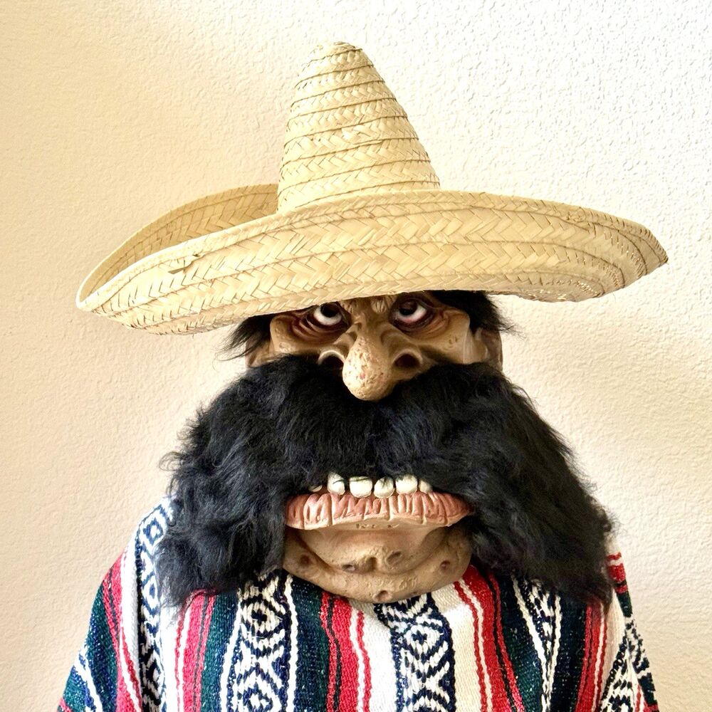 Zapata Latex Mask Mexican Fiesta Sombrero Adult Halloween - Blanket NOT Included